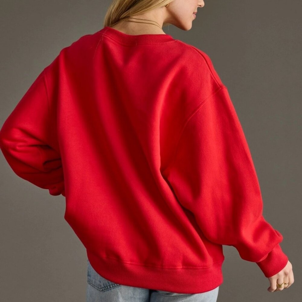 Merry Red Graphic Sweatshirt | Women's Pullover | Christmas Top | Festive Style - Picture 4 of 6